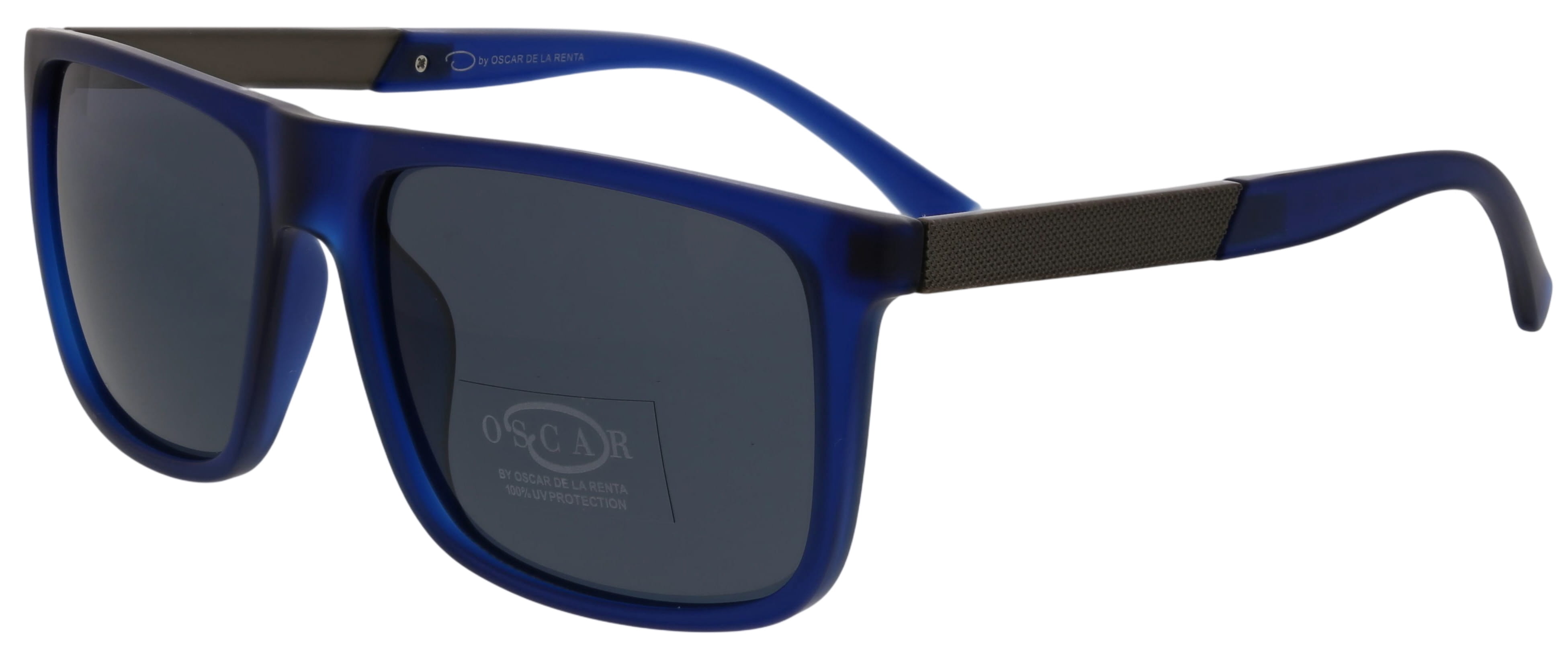 Oscar Men's Polarized Rectangle Prescription Sunglasses Matte Crystal Blue