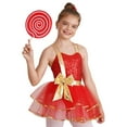 thumbnail image 3 of TiaoBug Girls Christmas Ballet Dance Dress Kids Sequins Straps Ballerina Leotard Dancewear Red 4, 3 of 7