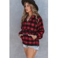 thumbnail image 2 of ABPHQTO Sudadera con capucha y bolsillo delantero con cremallera a cuadros de búfalo rojo para mujer, 2 of 5