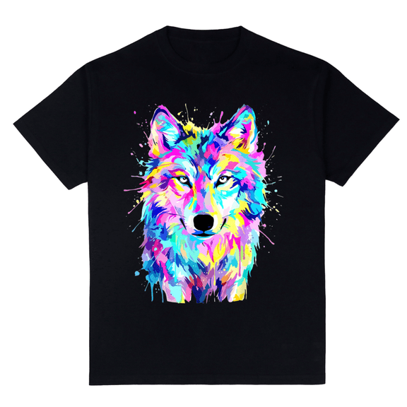 Colorful Wolf Splash Art Wildlife Animal T-Shirt