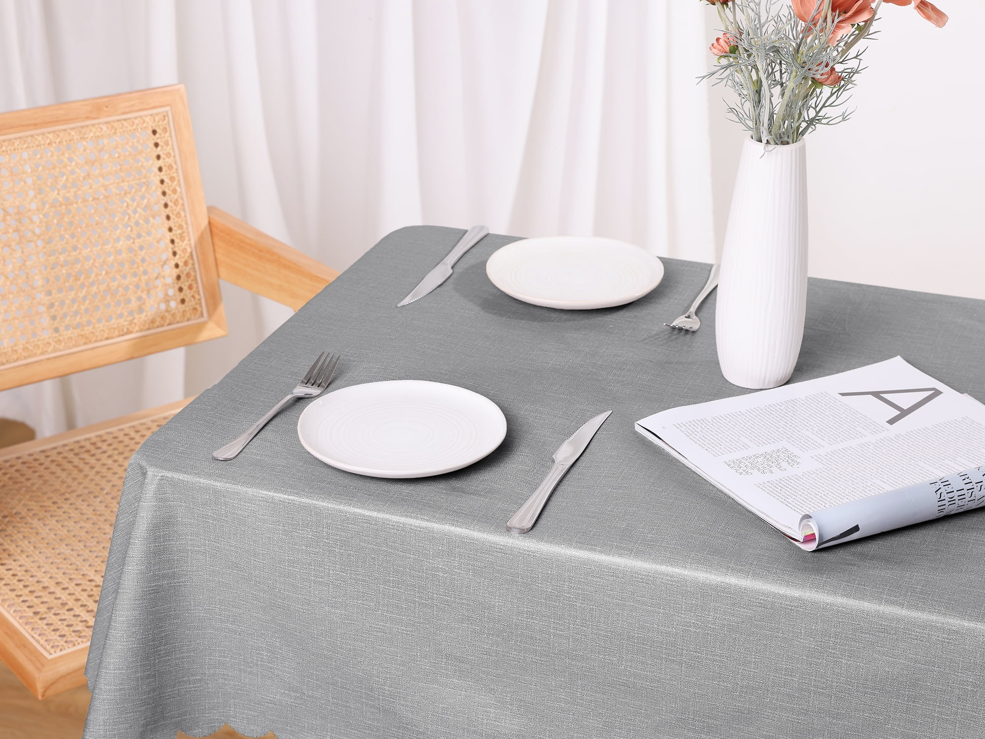 Unique Bargains 1 Pack Oil-Proof Water Resistance Table Cover Grey 55" x 55"