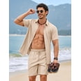 thumbnail image 6 of COOFANDY 2 Piece Set for Men Cruise Outfits Set Mens Summer Vacation Outfit Short Sleeve Button Down Shirts, 6 of 7