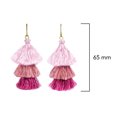 thumbnail image 6 of AeraVida Amazing Layered Triple Stack of Pink Tassels & Brass Dangle Earrings, 6 of 7