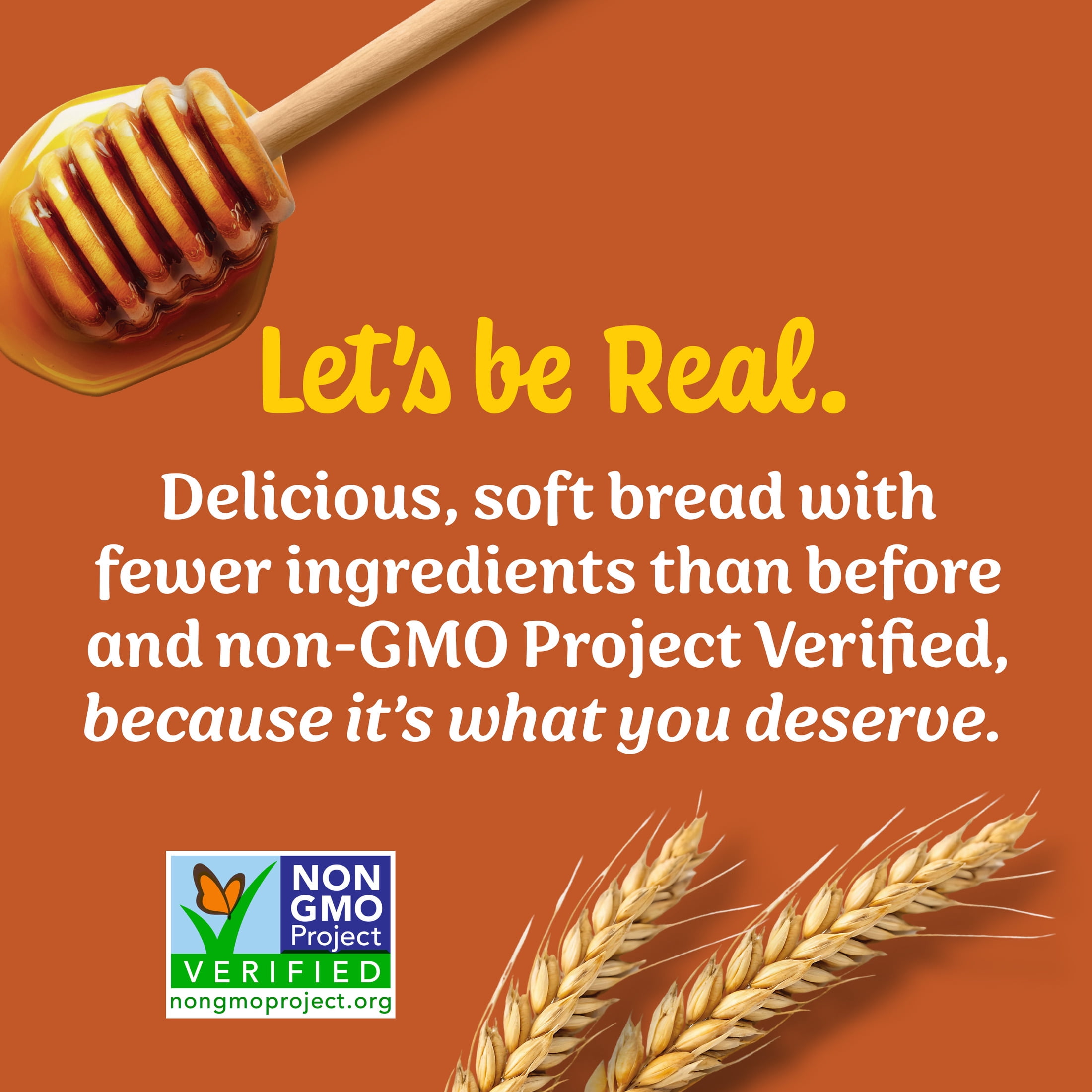Nature's Own 100% Whole Wheat with Honey, Non-GMO Bread, Wheat Bread, 16 oz Loaf