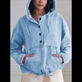 thumbnail image 4 of Chaqueta Vaquera con Capucha para Mujer, Jersey Vaquero con Botones y Capucha con Cordón, Sudadera Informal de Larga. Azul M, 4 of 8