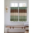 thumbnail image 6 of Tier Curtains 45 Inches Long, Green Brown Window Treatment Curtain Drapes, Country Wood Grain Abstract Stripe Window Half Privacy Curtains for Bedroom Bathroom, 42"x45", 2 Panels, 6 of 7