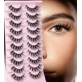 thumbnail image 5 of False Eyelashes Natural Look Clear Band Lashes Cat Eye Faux Mink Eyelashes 3D Volume Fake Lashes Wispy Strip Lashes Pack, 5 of 14