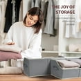 thumbnail image 4 of Closet Organizers Bins 6 Packs - Large Closet Shelf Organizer with Handles, Fabric Trapezoid Storage Bins, Collapsible Storage Cubes for Clothes, Towels, Light Gray, 4 of 14