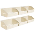 thumbnail image 3 of DIMJ 6 Pack Boot & Shoe Boxes with Handles, Beige Non-Woven Fabric Open Home Storage Bins, Trapezoid Foldable Baskets for Bedroom Shelves and Home Organization, 3 of 9
