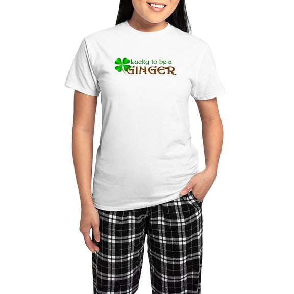 CafePress - Lucky Ginger Women's Light Pajamas - Women's Short Sleeve Print T-Shirt and Pants Light Cotton Pajama Set