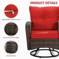 thumbnail image 4 of GAZEBETER 3 Pieces Outdoor Swivel Gliders Rocker Set,Patio Rattan Wicker Chairs Furniture Set with Table and Cushions,All-Weather Conversation Set for Patio Backyard Porches or Garden,Red, 4 of 13
