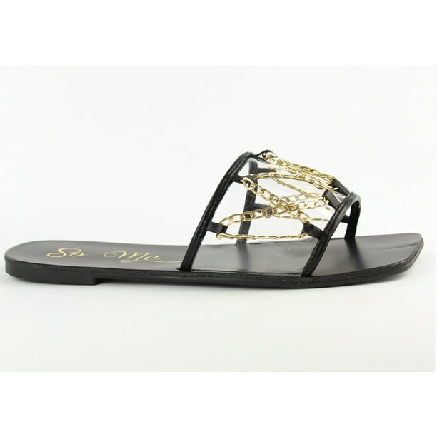 Sandalia con Detalle Cadena Casual para Dama Hanna MX Linx Black