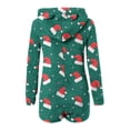 thumbnail image 6 of QATAINLAV Fuzzy Pajamas for Women Zip Up Fleece Onesie Hooded Rompers Long Sleeve Short Sherpa Loungewear Christmas Gifts, Green, XL, 6 of 8