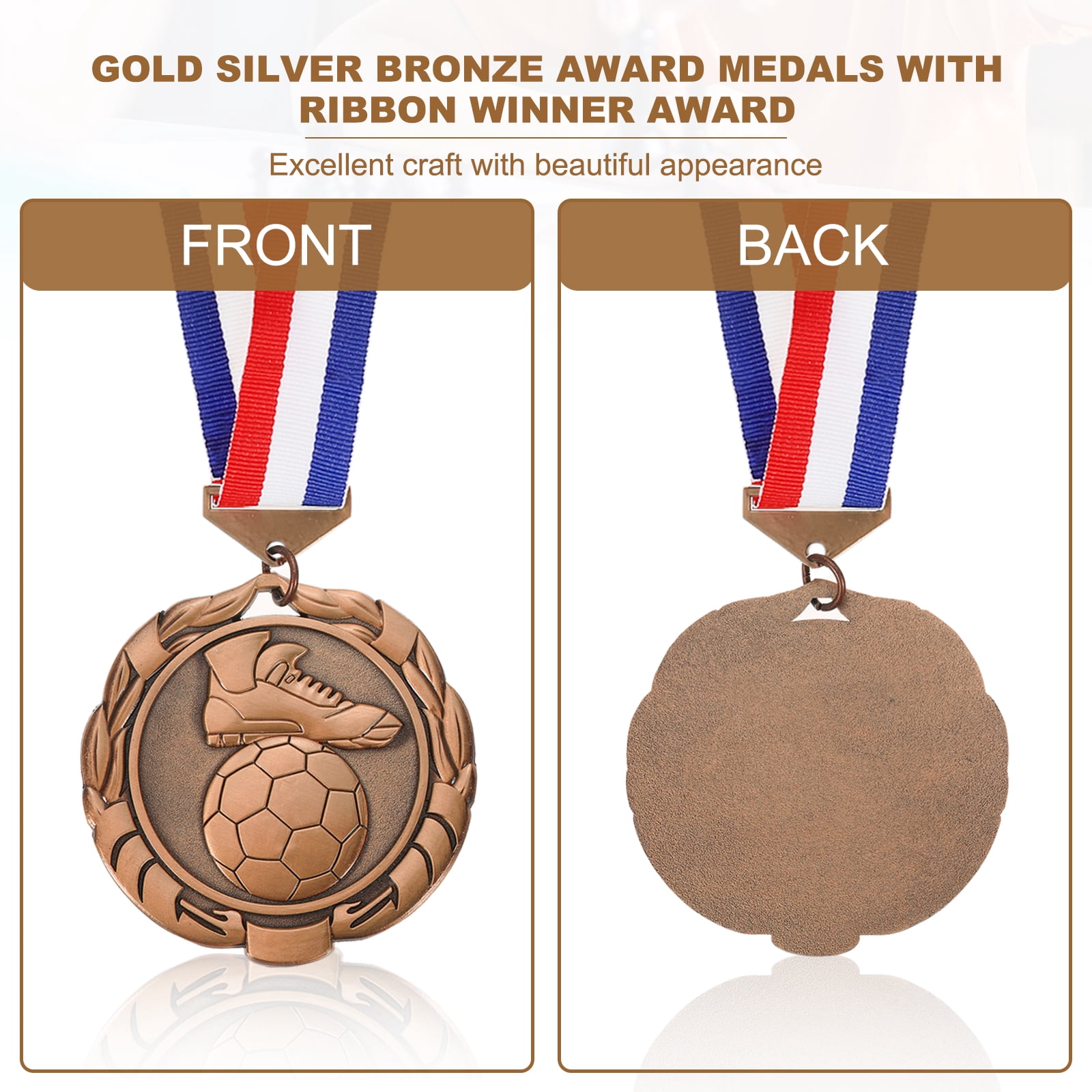 Uxcell Football Events Wheat Award Medals with Ribbons, Winner Medals Prizes for Competitions Sports Party Red