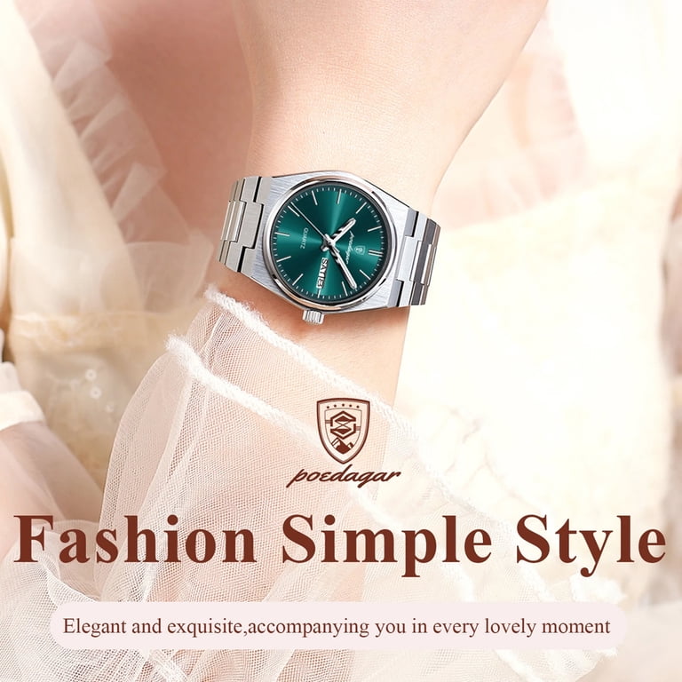 Women\'s Stainless Steel Watch with Luminous Date Feature Poedagar Elegant Watches For Women Waterproof Luminous Date  main image 3