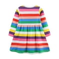 thumbnail image 3 of Toddler Girls Dresses Kids Long Sleeve Rainbow Stripe Prints Princess Dance Party Dress Fall Clothes Size 2-3T, 3 of 8