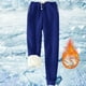 thumbnail image 2 of Pantalones deportivos Prolriy para mujer, con forro cálido, deportivos, de cintura alta, con forro polar, largos y gruesos para exteriores, de invierno, color azul XXXXXXL., 2 of 5