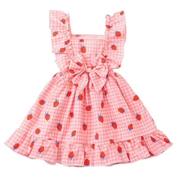 Karoyedx Toddler Flower Girl Dress Toddler Baby Girl Outfit Sleeveless Dress Fly Sleeve Smocked Dresses Little Girls Spring Clothes Pink Size,3-4 Years