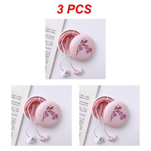 1~5PCS Earphone Holder Case with Subwoofer Earphone Line Cartoon Red Rice Storage Protective Box Headphone Bag Earbuds Style A 3pcs