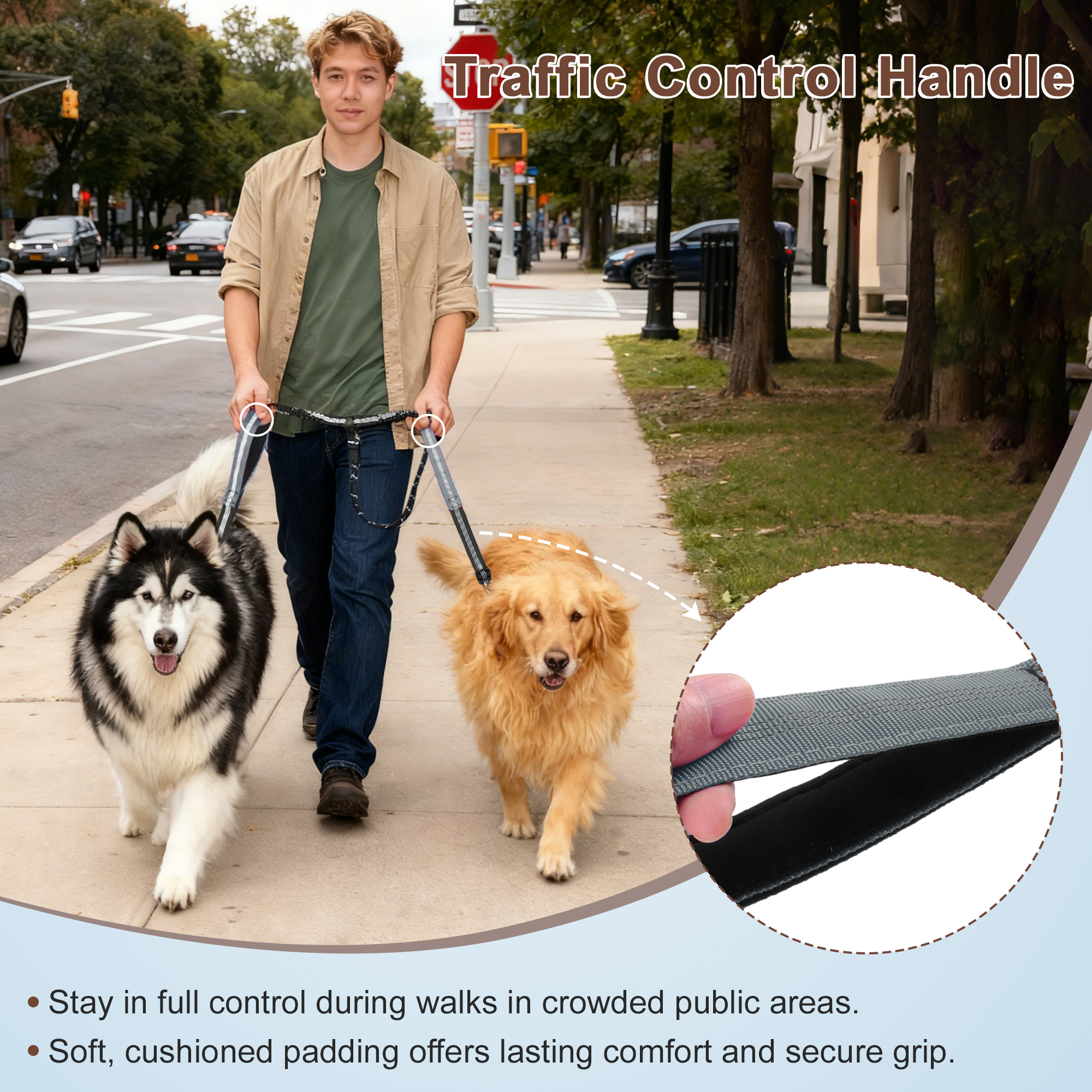 Unique Bargains Adjustable Dog Leash No Tangle Dual Leash for Two Dogs Grey