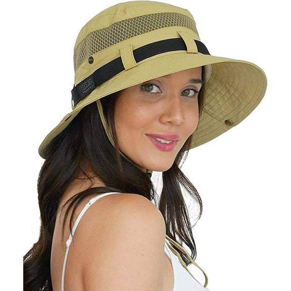 GearTOP Sun Hat Boonie Hat - Wide Brim Bucket Hat for Men and Women - UPF, Water-Resistant, Khaki (Wanderer Series)