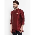 thumbnail image 3 of eloria Men's Indian Traditional Maroon Solid Straight Kurta, 3 of 7