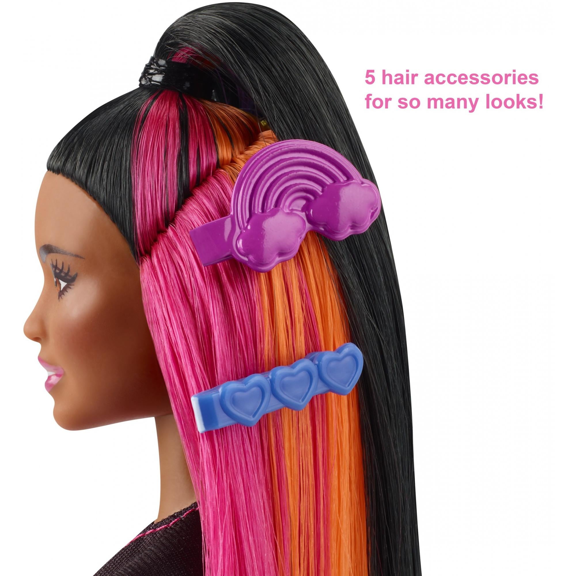 Barbie Rainbow Sparkle Hair Doll Styling Playset with Accessories for Young Stylists Walmart