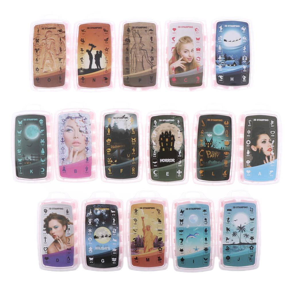 EHJRE 20 Pcs Nail Art Tips Sticker Flower&Starry Decal Set+192 Style Nails Stamper