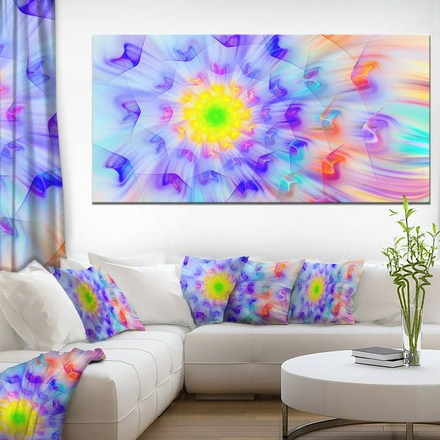Large Yellow Alien Fractal Flower - Floral Canvas Art Print