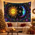 thumbnail image 3 of Boho Sunset Hills with Pair Points Anthropomorphic Face, Serene Boho for Boho Decor Lovers, Desert Sunset Wall Art, Mother'S Day Gift, Tapestry Wall Hanging for Bedroom and Dorm, 3 of 7