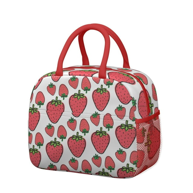 Sac à Lunch Mignon pour Amateurs de Fraises Design Fruits et Fleurs Kawaii Sac Isotherme Réutilisable