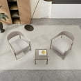 thumbnail image 3 of Modern 2-Piece Accent Chair Set with Coffee Table – Warm Grey PP & Steel Frame Sofa Set, Soft Cushioned Seating for Living Room, Lounge, Balcony, 3 of 12
