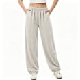 thumbnail image 2 of VBVC Women's Cotton Linen Wide Leg Jogger Pants, Elastic Waist Lounge Trousers For Women, Ladies' Lightweight Soft Casual Pants with Pockets, Beige , M-3XL, 2 of 5