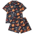 thumbnail image 5 of Breezora Womens Pumpkin Print Pajama Set Short Sleeve Button Shirt with Matching Shorts Halloween Casual Fall Nightwear Lounge Comfort Top, 5 of 5