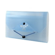 Uxcell Sky Blue Plastic 12 Compartments Elastic Closure Document File Bag