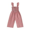thumbnail image 2 of Gamivast Toddler Girl Summer Dresses Toddler Girl Romper Jumpsuit Overall Pants Plaid Sleeveless Ruffle Halter One Piece Outfit Red 3T Vestidos De Verano Para Niña, 2 of 3