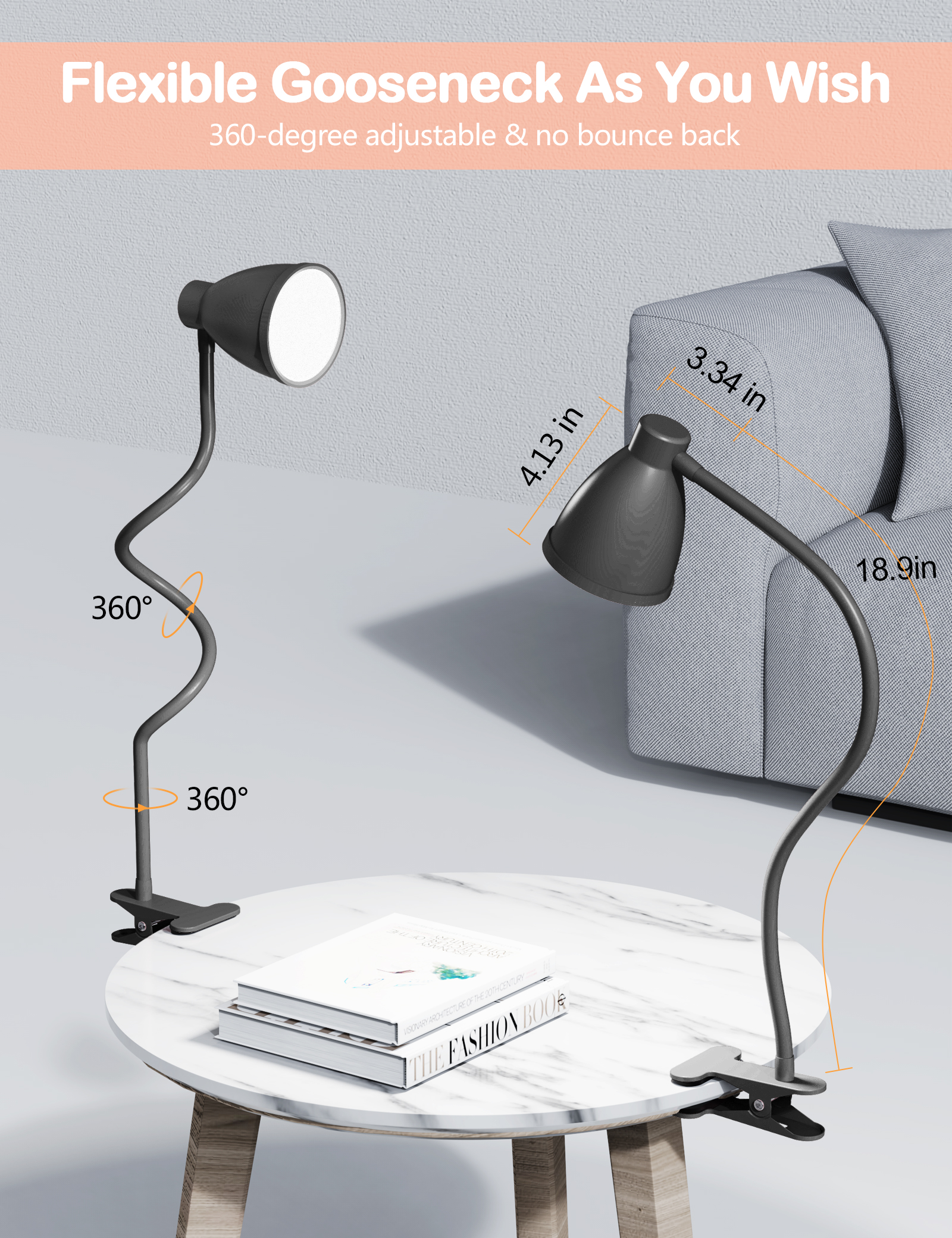 Bohon LED Desk Lamp with Flexible Gooseneck, 5 Color Modes photo 4