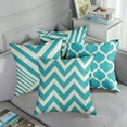thumbnail image 5 of Throw Pillow Covers Home Decor Set of 4 Blue Stripe Geometric Vintage Retro Contemporary Pillow Cases Decorative 18 x 18 Inches Outdoor Cushion Couch Sofa Pillowcases, 5 of 6
