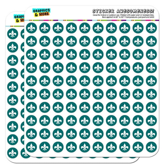 Fleur de Lis Teal 1/2" (0.5") Scrapbooking Crafting Stickers