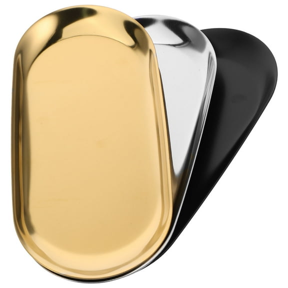 HONITANO Oval Perfume Tray 3Pcs In Gold For Bathroom Accessories And Home Decor