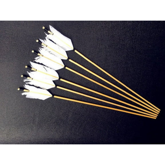 Medieval Bamboo Traditional Wooden Hunting Archery Arrow For Recurve Longbow Bow Shoot with White Turkey Feathers Christmas Gift