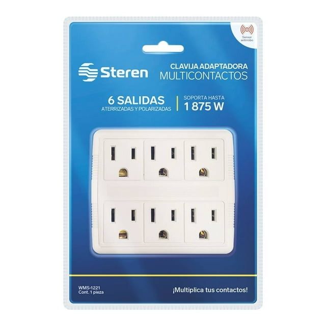 Multicontacto para Pared Steren Clavija Adaptadora con 6 salidas
