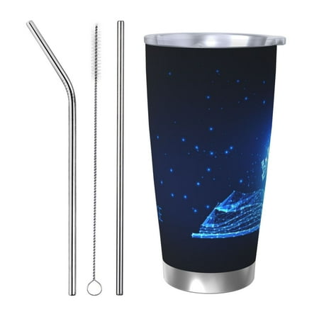 

Vsdgher Futuristic Book Knowledge 20 Oz Stainless Steel Vacuum Insulated Travel Mug Coffee Cup for Home Office Outdoor Works Great for Ice Drinks and Hot Beverage -Straw Three-piece Set