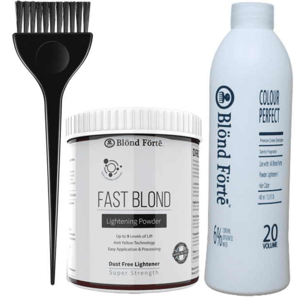 Blond Forte Fast Blonde 169 Oz Premium Hair Lightener 9 Levels Developer 6 20 Volume Brush 