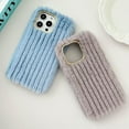 thumbnail image 4 of Compatible with iPhone 15 Pro Max Plush Case Stripe Pattern Fluffy Fuzzy Furry Warm Plush Phone Case Girly Women Girls Smooth Cozy Winter Soft TPU Warm Hair Fur Shockproof Phone Cover, Khaki, 4 of 6