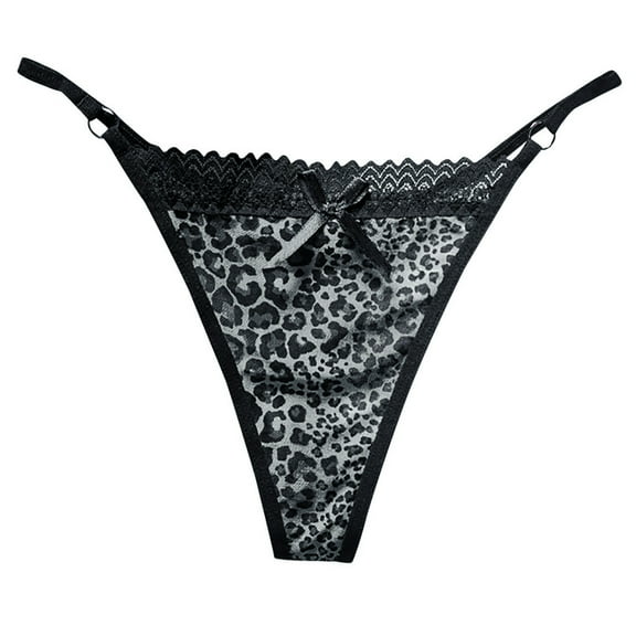 Lingerie for Women Sheer Mesh Panties for Women Lace Leopard Briefs Thongs Underwear for Confidence and Comfort Grey One Size