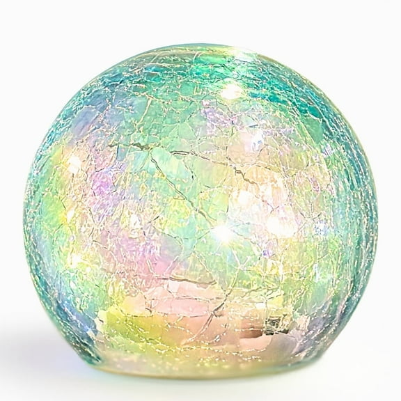 Crackle Globe LED Lamp - Gold Mercury Glass Ball Light, Battery Operated Night Light for Bedroom, Christmas Decor, Halloween Centerpiece, Birthday Gift for Girls/Women, Warm White Fairy Lights