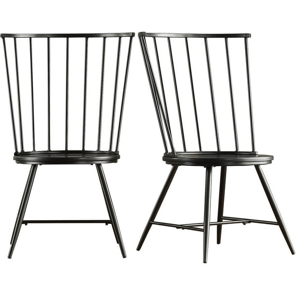 Chelsea Lane High Back Windsor Dining Side Chair , Set of 2, Black