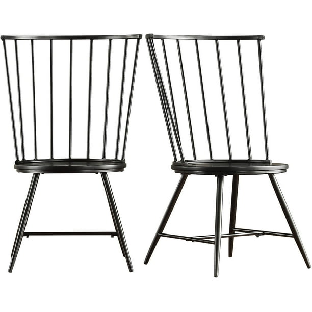 Weston Home Chelsea Dining Chair Set, High Back Black Metal Dining Chairs