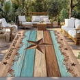 thumbnail image 2 of Western Texas Star Vintage Outdoor Rug for Patio/Deck/Porch, Non-Slip Large Area Rug 5 x 7 Ft, Retro Farmhouse Turquoise Brown Wood Indoor Outdoor Rugs Washable Area Rugs, Camping Rug Carpet Runner, 2 of 8